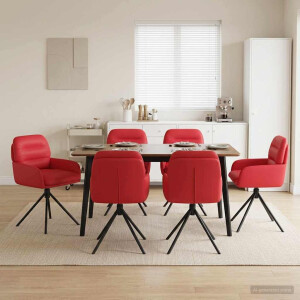 vidaXL Draai Eetstoelen 6 pcs Kunstleer Rood 59 x 59,5 x 90 cm