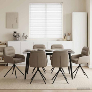 vidaXL Draai Eetstoelen 6 pcs Kunstleer Cappuccino 59 x 59,5 x 90 cm