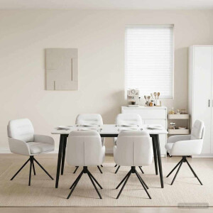 vidaXL Draai Eetstoelen 6 pcs Kunstleer Wit 59 x 59,5 x 90 cm