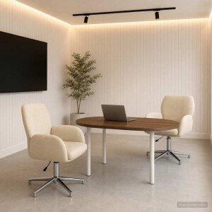 vidaXL Draaiende Bureaustoelen 2 st 54 x 58 x 90 cm Crèmekleurig Stof