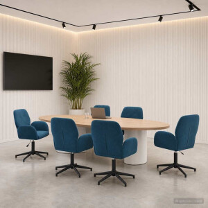 vidaXL Draaiende Bureaustoelen 6 st 54 x 55 x 90 cm Blauw fluweel