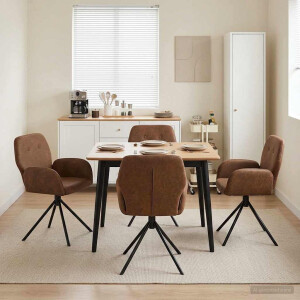 vidaXL Draai Eetstoelen 4 pcs Nep Suede Leer Bruin 54 x 55 x 86 cm