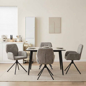 vidaXL Draai Eetstoelen 4 pcs Nep Suede Leer Lichtgrijs
