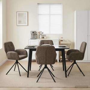 vidaXL Draai Eetstoelen 4 pcs Nep Suede Leer Donkergrijs