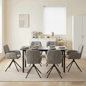 vidaXL Draai Eetstoelen 6 pcs Nep Suede Leer Lichtgrijs
