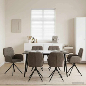 vidaXL Draai Eetstoelen 6 pcs Nep Suede Leer Donkergrijs