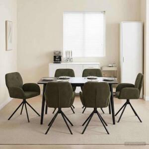 vidaXL Draai Eetstoelen 6 pcs Nep Suede Leer Legergroen