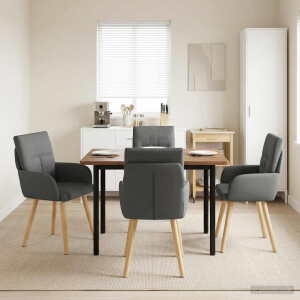vidaXL Eettafelstoelen 4 pcs Stof Donkergrijs 60 x 56 x 96 cm