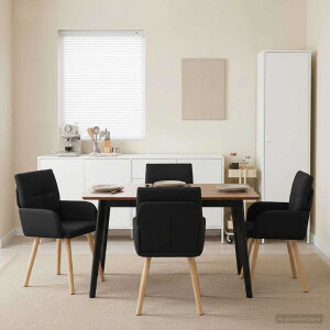 vidaXL Eettafelstoelen 4 pcs Stof Zwart 60 x 56 x 96 cm