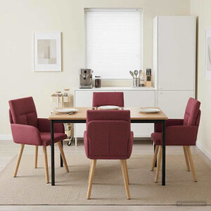 vidaXL Eettafelstoelen 4 pcs Stof Wijnrood 60 x 56 x 96 cm