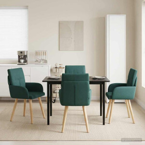 vidaXL Eettafelstoelen 4 pcs Stof Donkergroen 60 x 56 x 96 cm