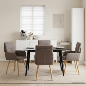 vidaXL Eettafelstoelen 4 pcs Stof Taupe 60 x 56 x 96 cm