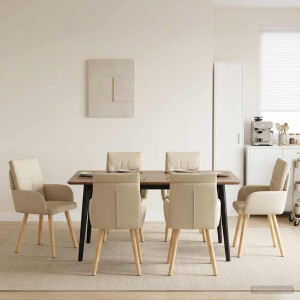 vidaXL Eettafelstoelen 4 pcs Stof Crèmekleurig 60 x 56 x 96 cm
