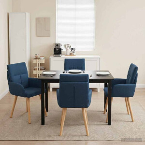 vidaXL Eettafelstoelen 4 pcs Stof Blauw 60 x 56 x 96 cm