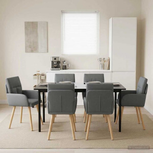 vidaXL Eettafelstoelen 6 pcs Stof Donkergrijs 60 x 56 x 96 cm
