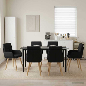 vidaXL Eettafelstoelen 6 pcs Stof Zwart 60 x 56 x 96 cm