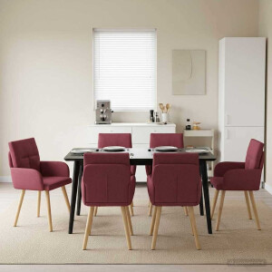 vidaXL Eettafelstoelen 6 pcs Stof Wijnrood 60 x 56 x 96 cm