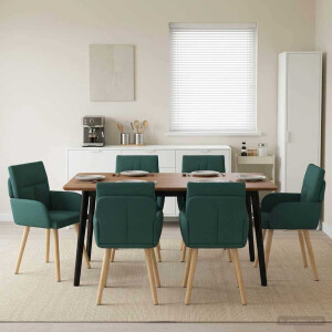 vidaXL Eettafelstoelen 6 pcs Stof Donkergroen 60 x 56 x 96 cm