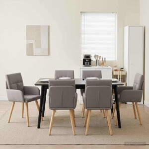 vidaXL Eettafelstoelen 6 pcs Stof Taupe 60 x 56 x 96 cm