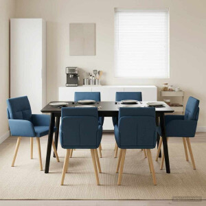 vidaXL Eettafelstoelen 6 pcs Stof Blauw 60 x 56 x 96 cm