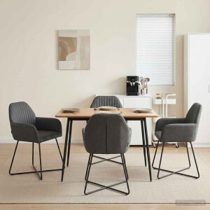 vidaXL Eettafelstoelen 4 pcs fluweel Donkergrijs 55 x 50 x 84 cm