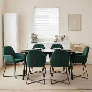 vidaXL Eettafelstoelen 4 pcs fluweel Donkergroen 55 x 50 x 84 cm