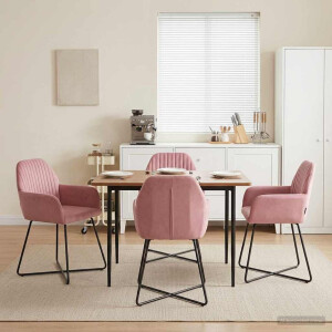 vidaXL Eettafelstoelen 4 pcs fluweel Roze 55 x 50 x 84 cm