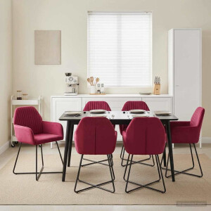 vidaXL Eettafelstoelen 4 pcs fluweel Wijnrood 55 x 50 x 84 cm