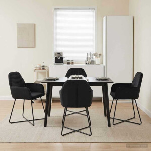 vidaXL Eettafelstoelen 4 pcs fluweel Zwart 55 x 50 x 84 cm