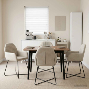 vidaXL Eettafelstoelen 4 pcs fluweel Crèmekleurig 55 x 50 x 84 cm