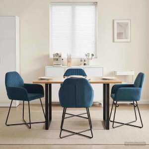 vidaXL Eettafelstoelen 4 pcs fluweel Blauw 55 x 50 x 84 cm