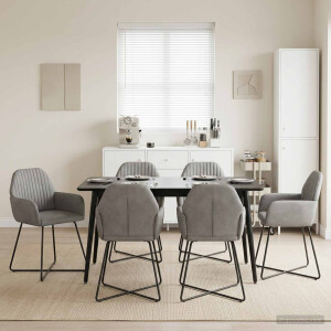 vidaXL Eettafelstoelen 6 pcs fluweel Lichtgrijs 55 x 50 x 84 cm