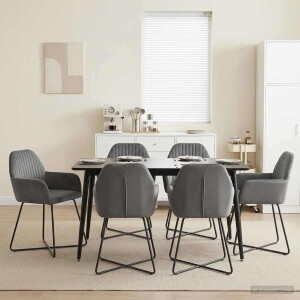 vidaXL Eettafelstoelen 6 pcs fluweel Donkergrijs 55 x 50 x 84 cm