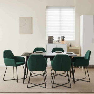 vidaXL Eettafelstoelen 6 pcs fluweel Donkergroen 55 x 50 x 84 cm