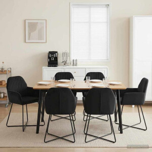 vidaXL Eettafelstoelen 6 pcs fluweel Zwart 55 x 50 x 84 cm