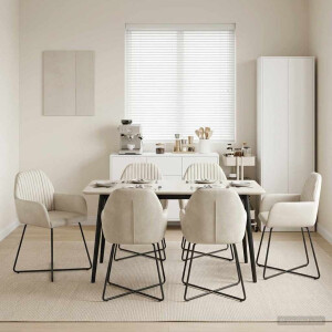 vidaXL Eettafelstoelen 6 pcs fluweel Crèmekleurig 55 x 50 x 84 cm