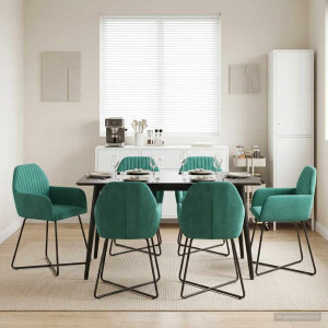 vidaXL Eettafelstoelen 6 pcs fluweel Turquoise 55 x 50 x 84 cm