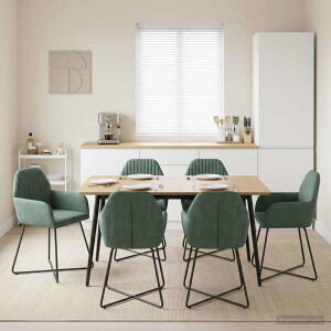 vidaXL Eettafelstoelen 6 pcs fluweel Zeegroen 55 x 50 x 84 cm