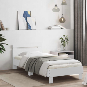 vidaXL Bed Frame met LED Wit 80 x 200 cm Bewerkt hout