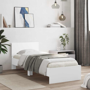 vidaXL Bed Frame met LED Wit 80 x 200 cm Bewerkt hout