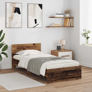 vidaXL Bed Frame met LED Oud hout 80 x 200 cm Bewerkt hout