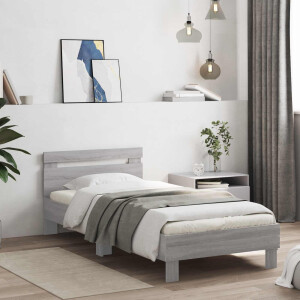 vidaXL Bed Frame met LED Grijs Sonoma 80 x 200 cm Bewerkt hout