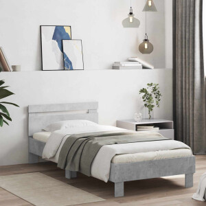 vidaXL Bed Frame met LED Betongrijs 80 x 200 cm Bewerkt hout