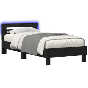 vidaXL Bed Frame met LED Zwart eiken 80 x 200 cm Bewerkt hout