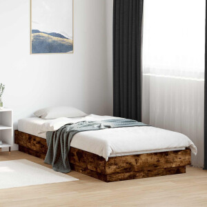 vidaXL Bed Frame met LED Gerookt eiken 80 x 200 cm Bewerkt hout
