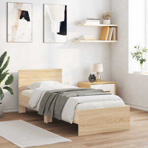 vidaXL Bedframe met Hoofdeinde Sonoma Eiken 80 x 200 cm