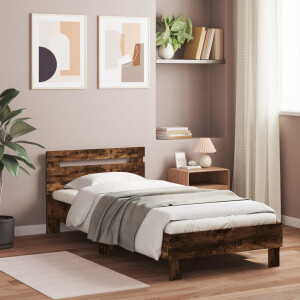 vidaXL Bedframe met Hoofdeinde Gerookt eiken 80 x 200 cm Bewerkt hout