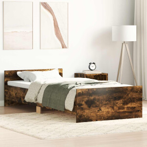 vidaXL Bedframe met Hoofdeinde Gerookt eiken 80 x 200 cm Bewerkt hout