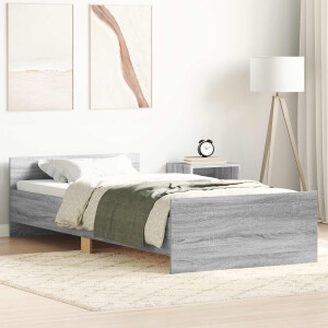 vidaXL Bedframe met Hoofdeinde Grijs Sonoma 80 x 200 cm Bewerkt hout