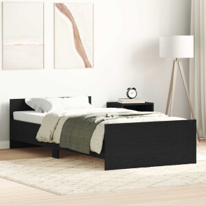 vidaXL Bedframe met Hoofdeinde Zwart eiken 80 x 200 cm Bewerkt hout